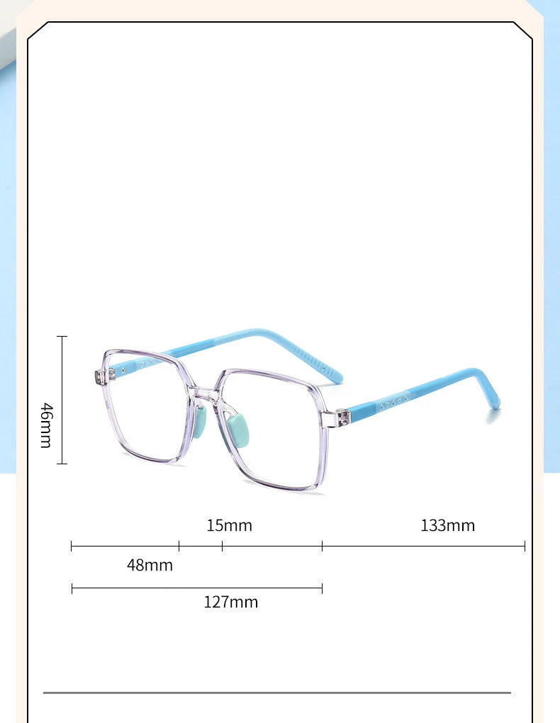 CCspace Unisex Kids Square Full Rim Titanium Eyeglasses Frame 57511 - Lightweight & Durable for School, Reading & Daily Wear