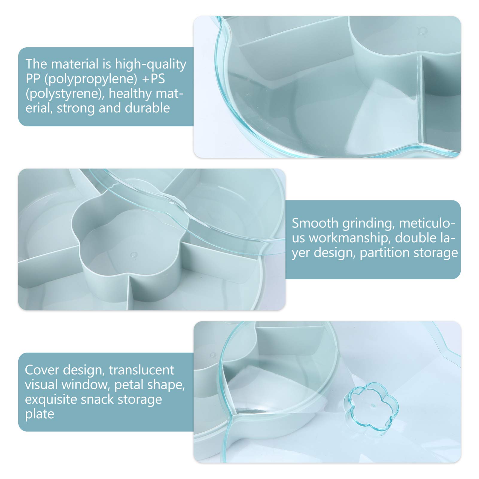 1pc Divided Snack Storage Container with Lid - BPA-Free Polystyrene Serving Tray for Fruits, Nuts, Candy & Flowers | Perfect for Home, Office, Parties & Meal Prep Organization