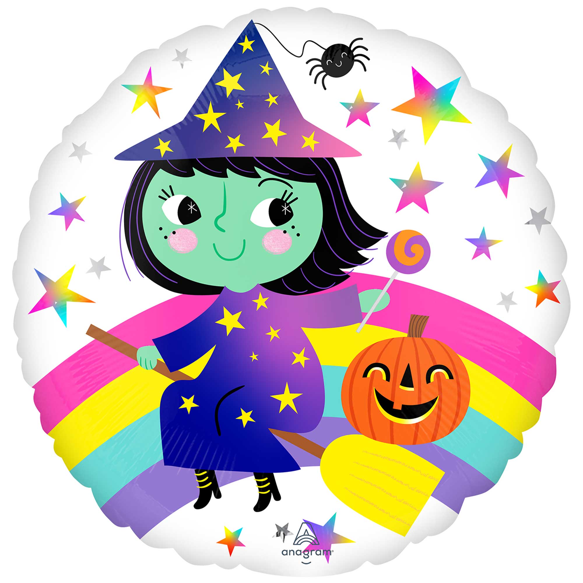 45cm Standard Rainbow Witch Balloon - Halloween Party Decorations, Birthday Decor, Photo Backdrop, Festival Supplies