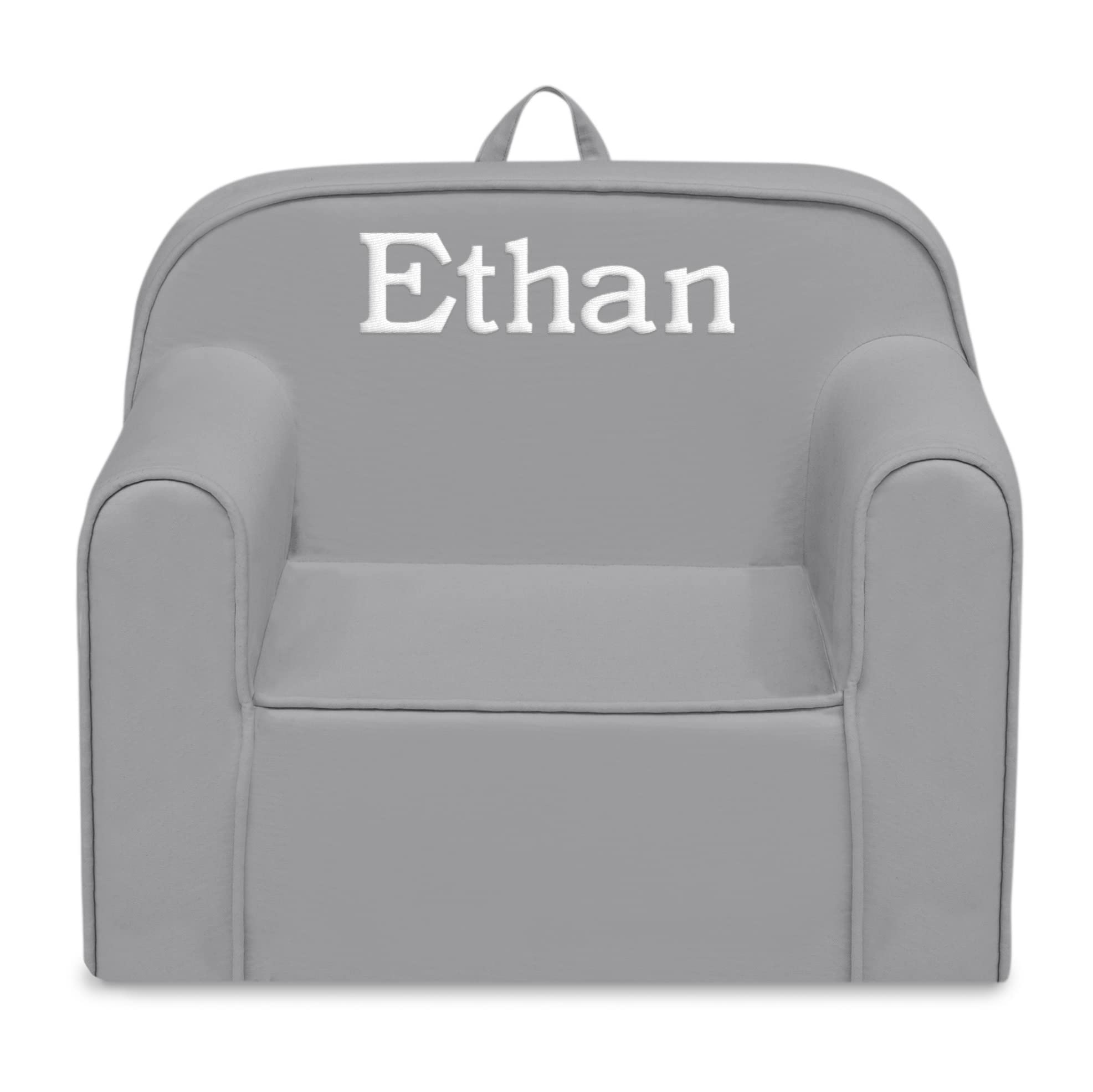 **Delta Children Cozee Chair for Kids - Personalized 1-Seater Foam Toddler Couch with Removable Washable Cover (25x18x20.5 Inches, Light Gray) – Perfect for Playrooms, Bedrooms & Reading Nooks**