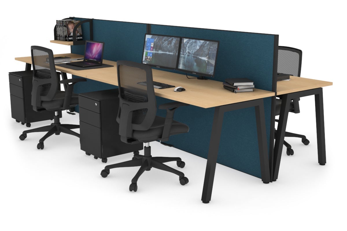 Horizon Quadro 4-Person Office Workstation Bench with A-Legs - 1400mm x 700mm Dimensions - Perfect for Collaborative Workspaces, Coworking Offices & Team Meetings