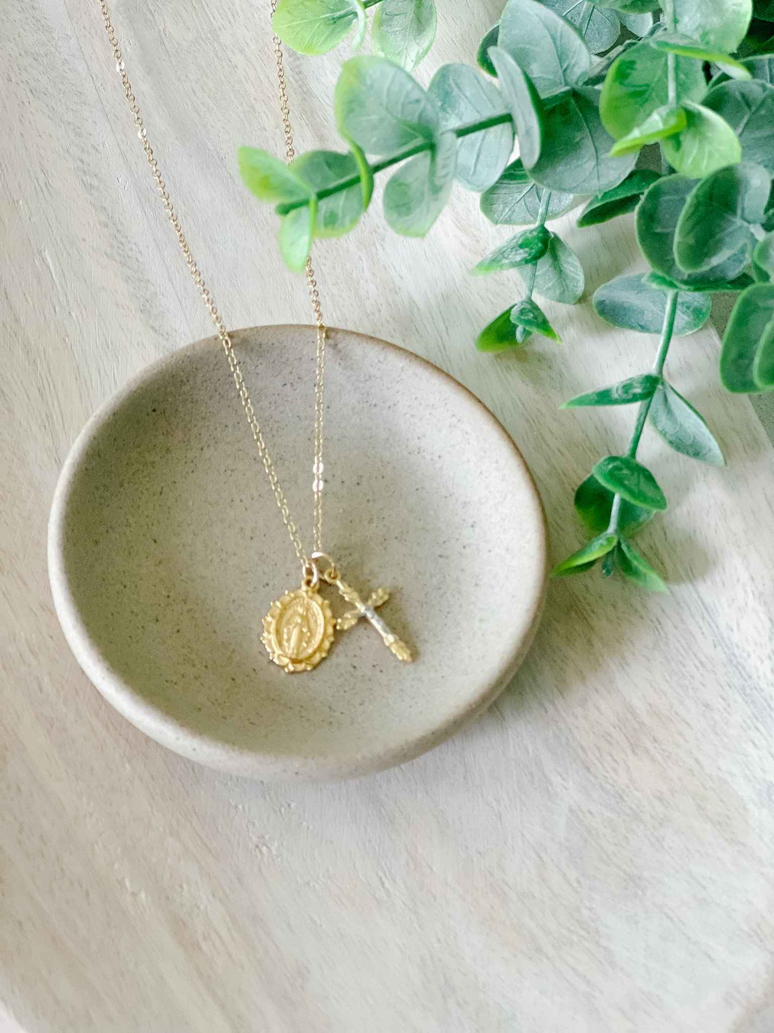 Miraculous Medal & Two-Toned Crucifix Necklace - Religious Jewelry for Women & Men - Perfect for Church, Prayer & Daily Wear