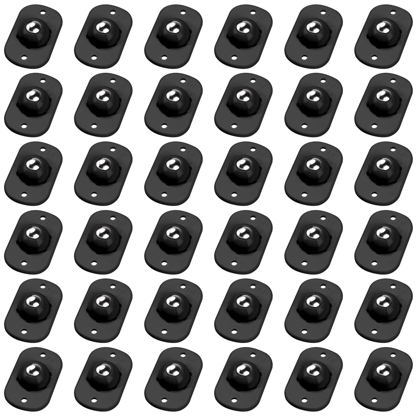 Self Adhesive Caster Wheels 36-Pack - 360° Swivel Mini Universal Sticky Pulley Wheels for Kitchen Appliances, Trash Cans, Storage Boxes & Small Furniture - Heavy Duty Appliance Rollers for Smooth Mobility (Black) - Perfect for Home, Office & Workshop Use