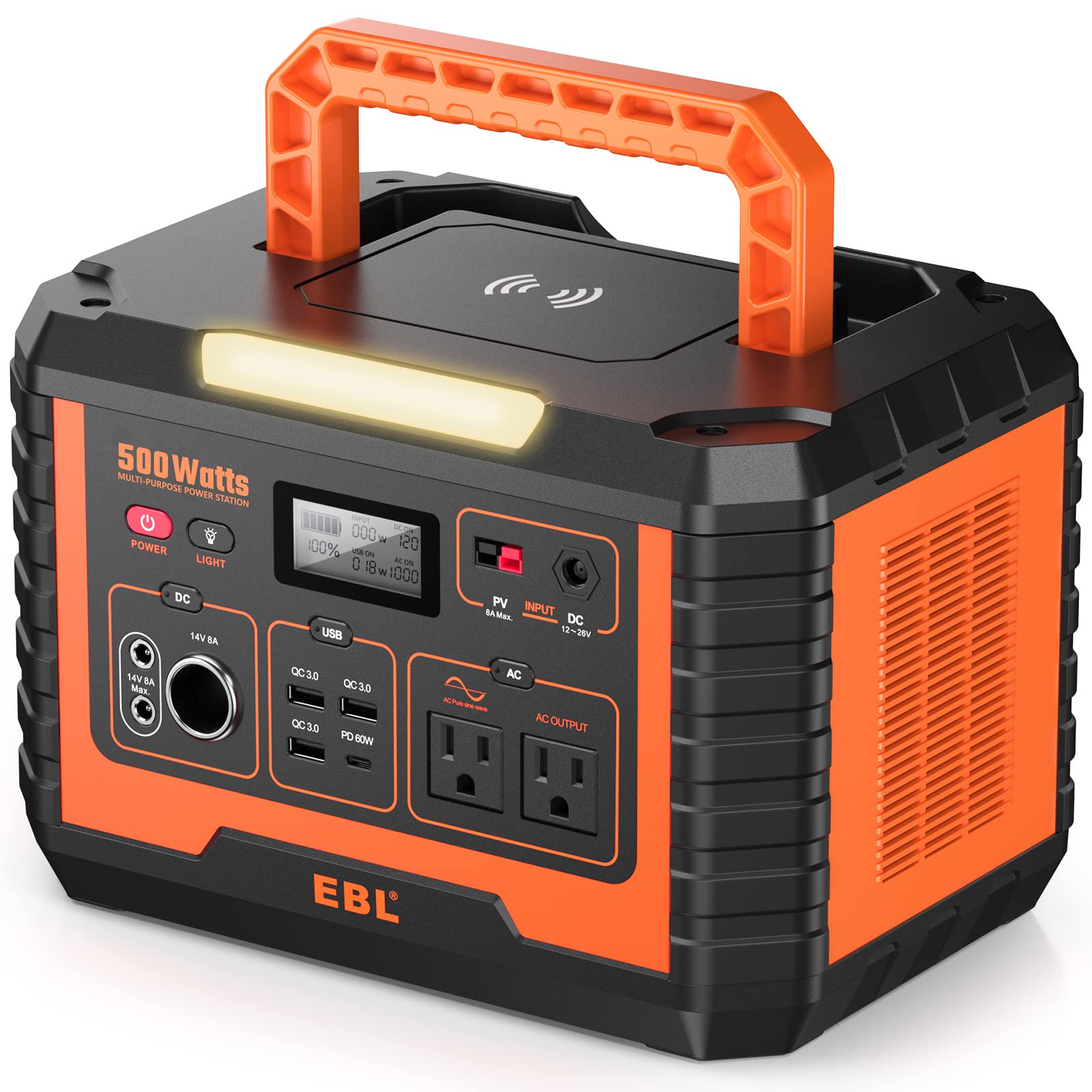 EBL 500W Portable Power Station - Solar Generator for Camping, Outdoor Adventures & Emergency Backup Power