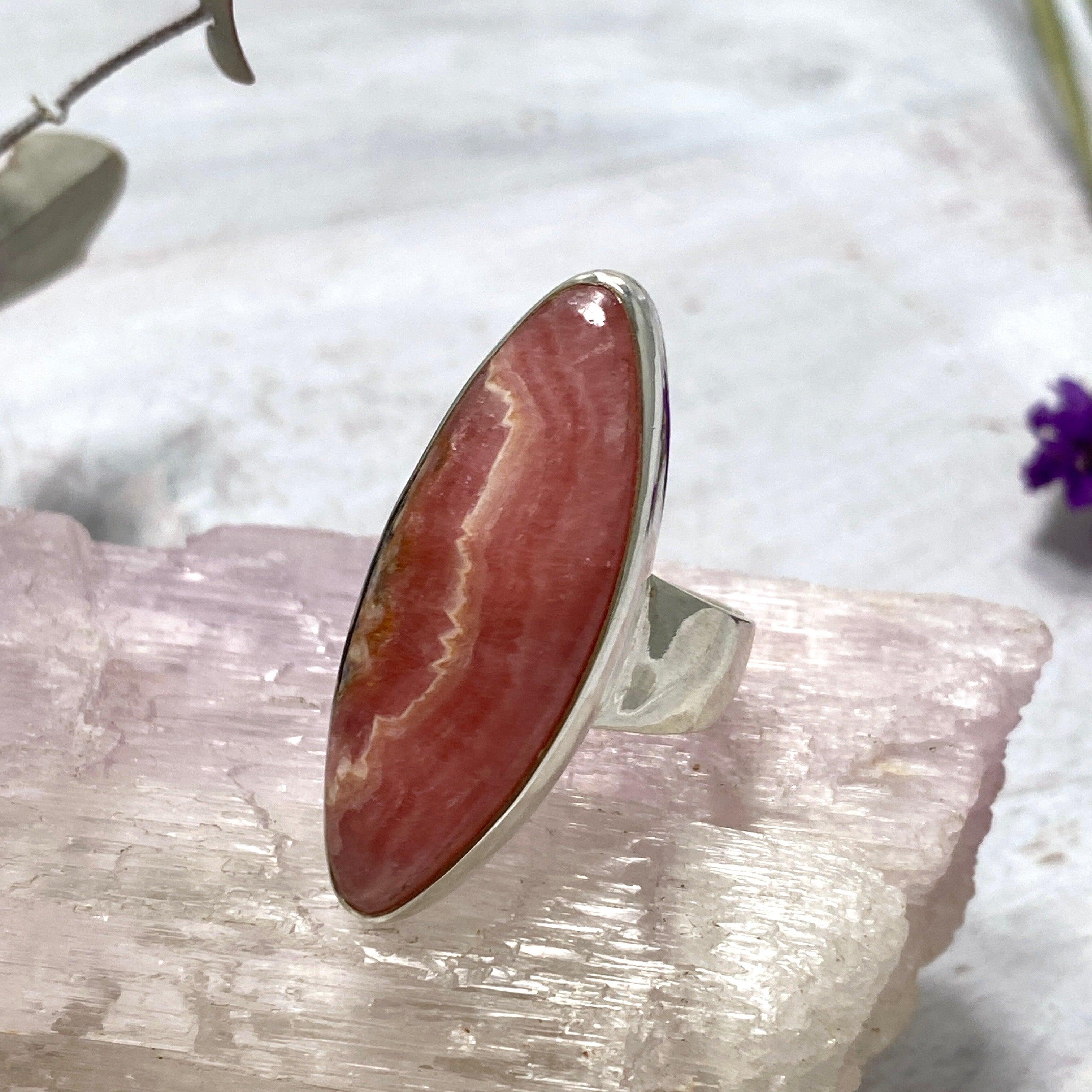 Rhodochrosite Marquise Ring Size 9 - KRGJ2117 | Elegant Gemstone Jewelry for Women, Perfect for Weddings, Anniversaries & Special Occasions