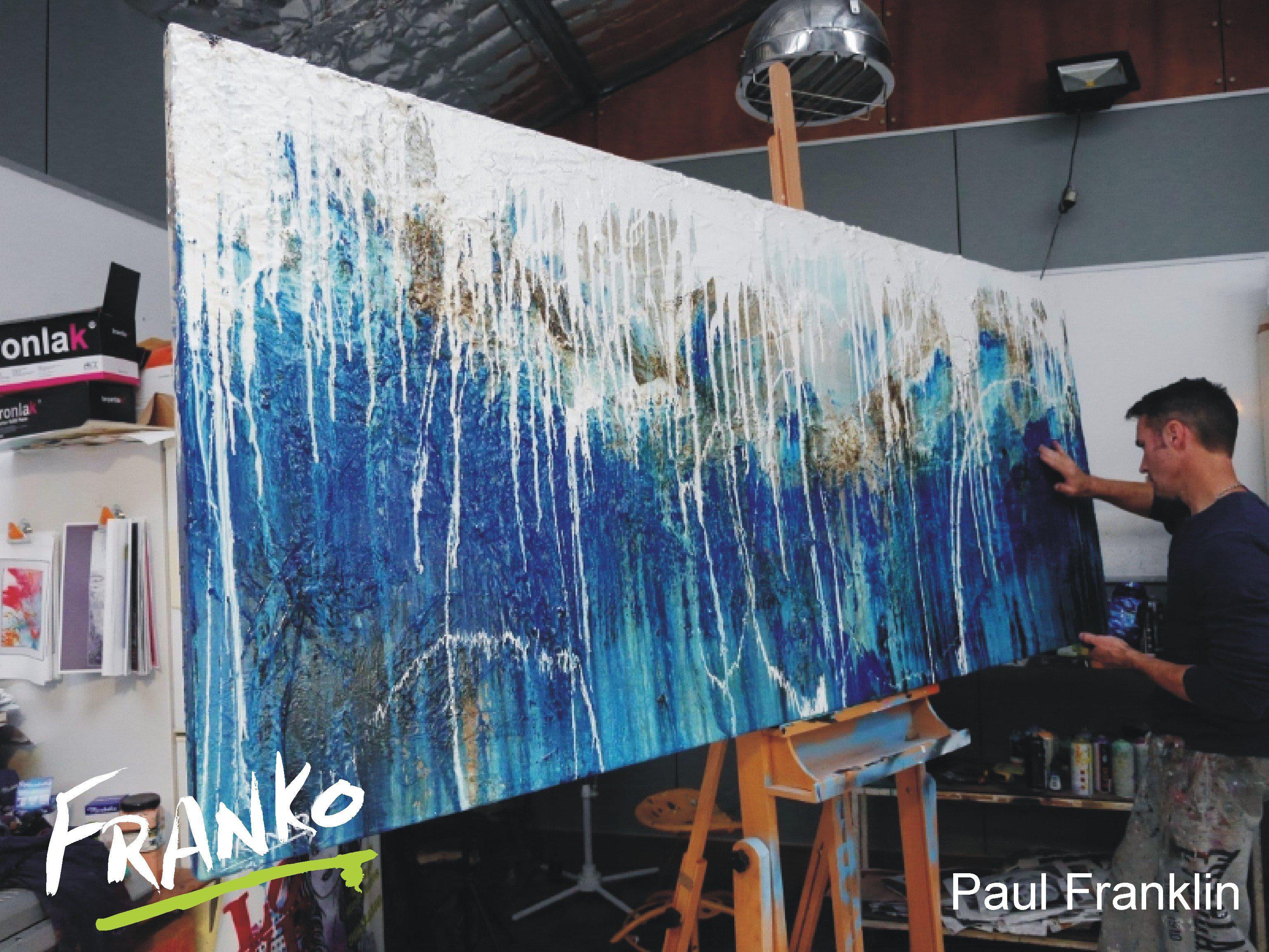 240cm x 100cm Blue Abstract Ocean Painting - Modern Large Wall Art for Living Room, Bedroom & Office Decor | Aquatic Jungle Theme Canvas Artwork