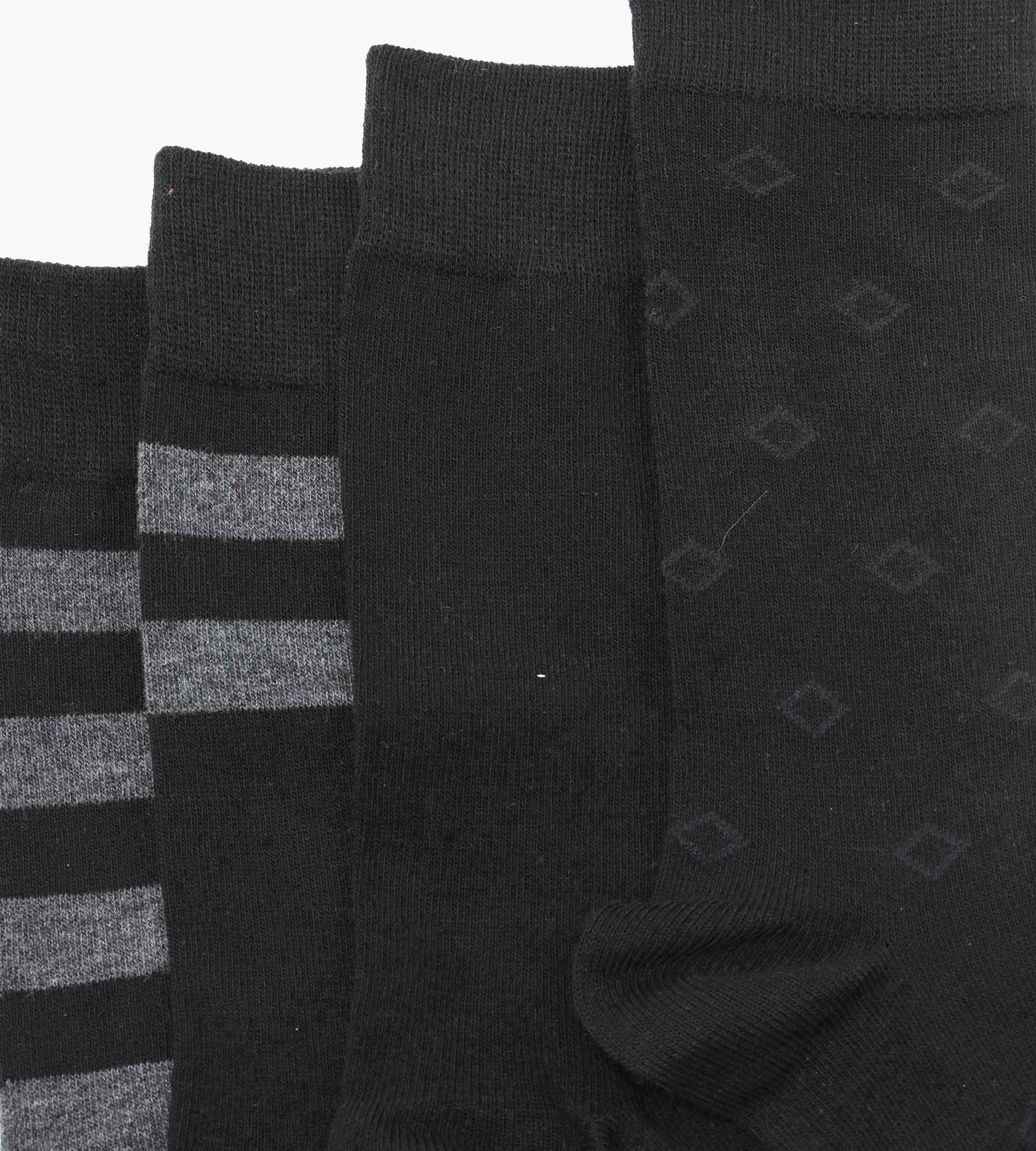 4 Pack Men's Striped Cotton Socks - Black EcoDim Style - Comfortable Casual & Athletic Wear for Everyday Use