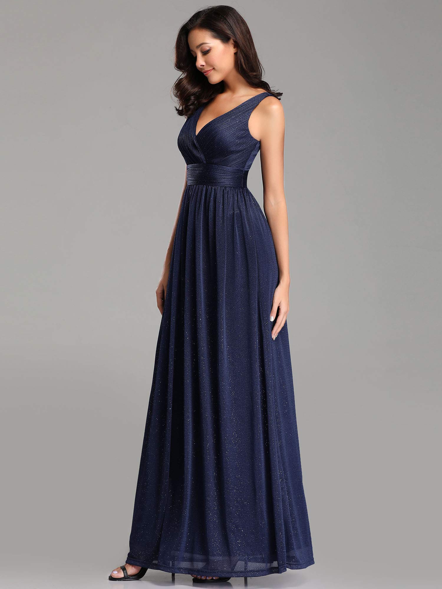 Ever-Pretty Women's Sparkly V-Neck High Waist Glitter Maxi Evening Dress 07764-USA | Formal Gowns for Prom, Wedding Guest & Special Occasions
