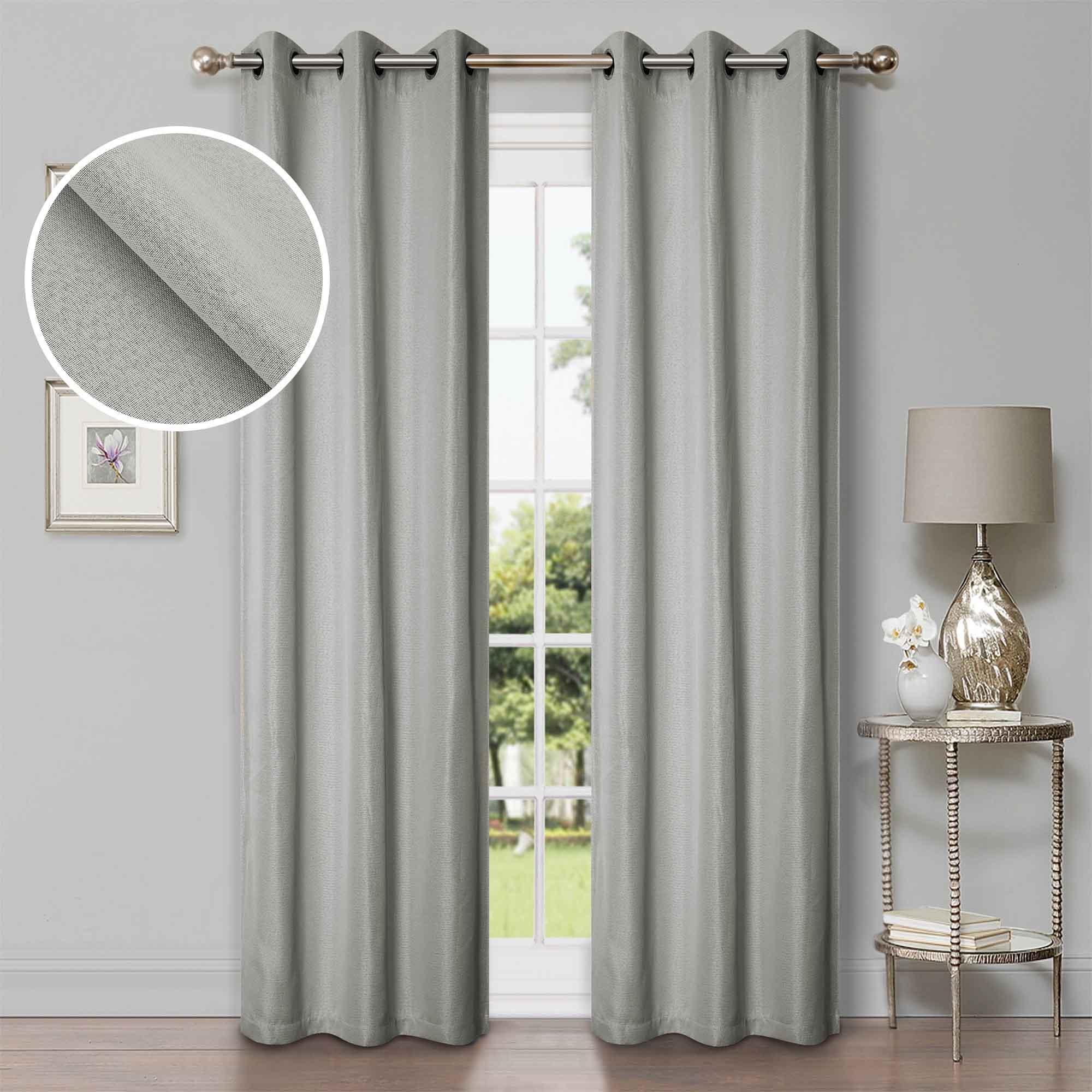 Linen Pattern Blackout Curtains Set of 2 - 42 Inch Washable Thermal Insulated Window Drapes for Bedroom & Living Room - Light Blocking Room Darkening Curtain Panels for Better Sleep & Privacy