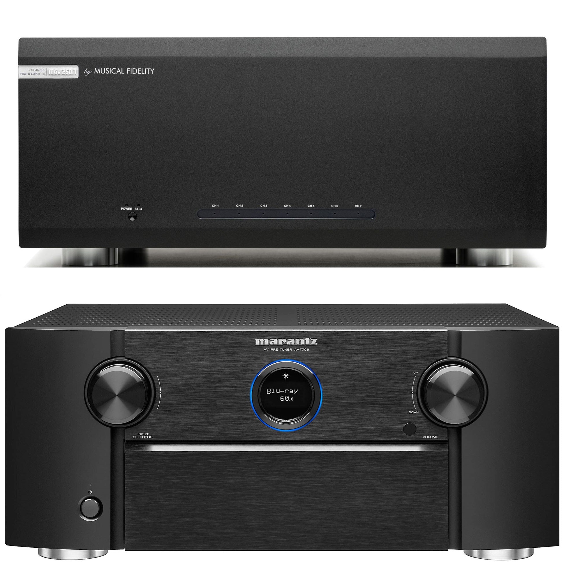 Marantz AV7706 11.2 Channel AV Surround Pre Amplifier & Musical Fidelity M6X 250.7 7 Channel Power Amplifier Bundle - Premium Home Theater Audio System for Movies & Music
