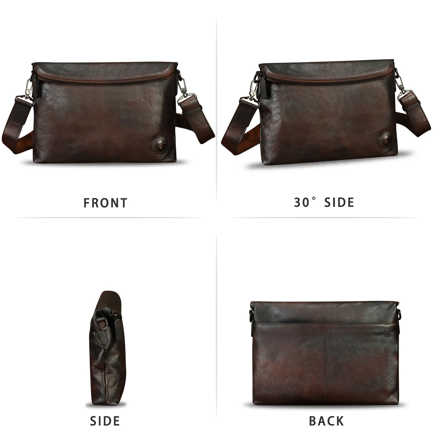 IVTG Genuine Leather Messenger Bag for Men & Women - Crossbody Shoulder Bag with Adjustable Strap | Perfect for Work, Travel & Everyday Use