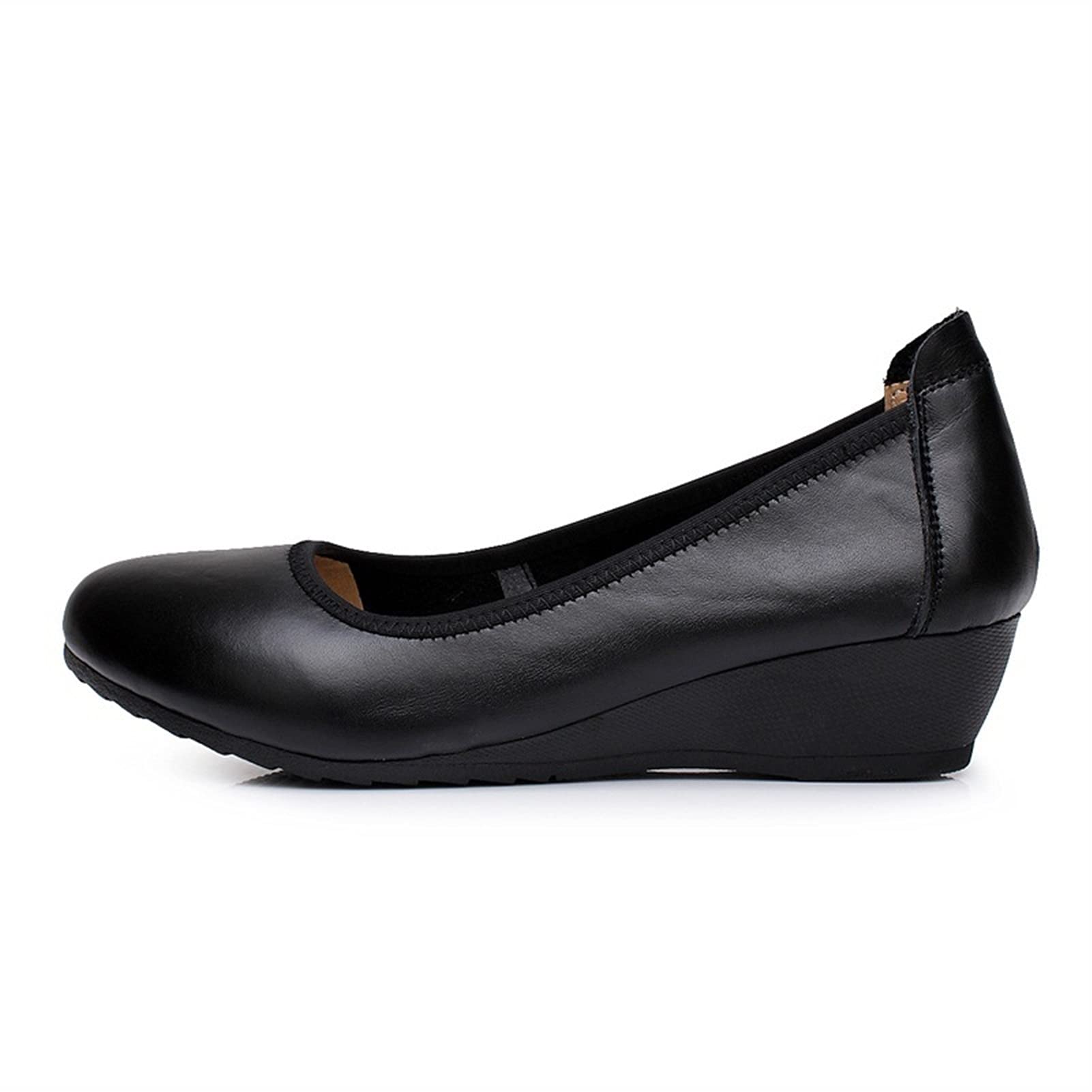 GOMMER Women's Non-Slip Nursing Shoes - Black Round Toe Slip-On Comfortable Walking Shoes for Nurses, Healthcare Workers | Perfect for Hospital Shifts, Clinic Work & All-Day Comfort