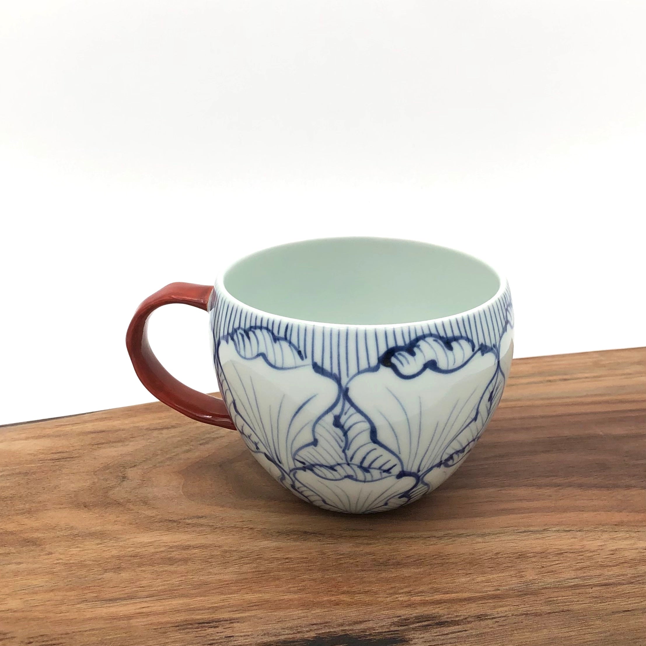 TRIPWARE Japan Hand-Painted Porcelain Coffee Mug - Blue Floral Design, 12oz Ceramic Tea Cup with Handle - Perfect for Home, Office & Gifts