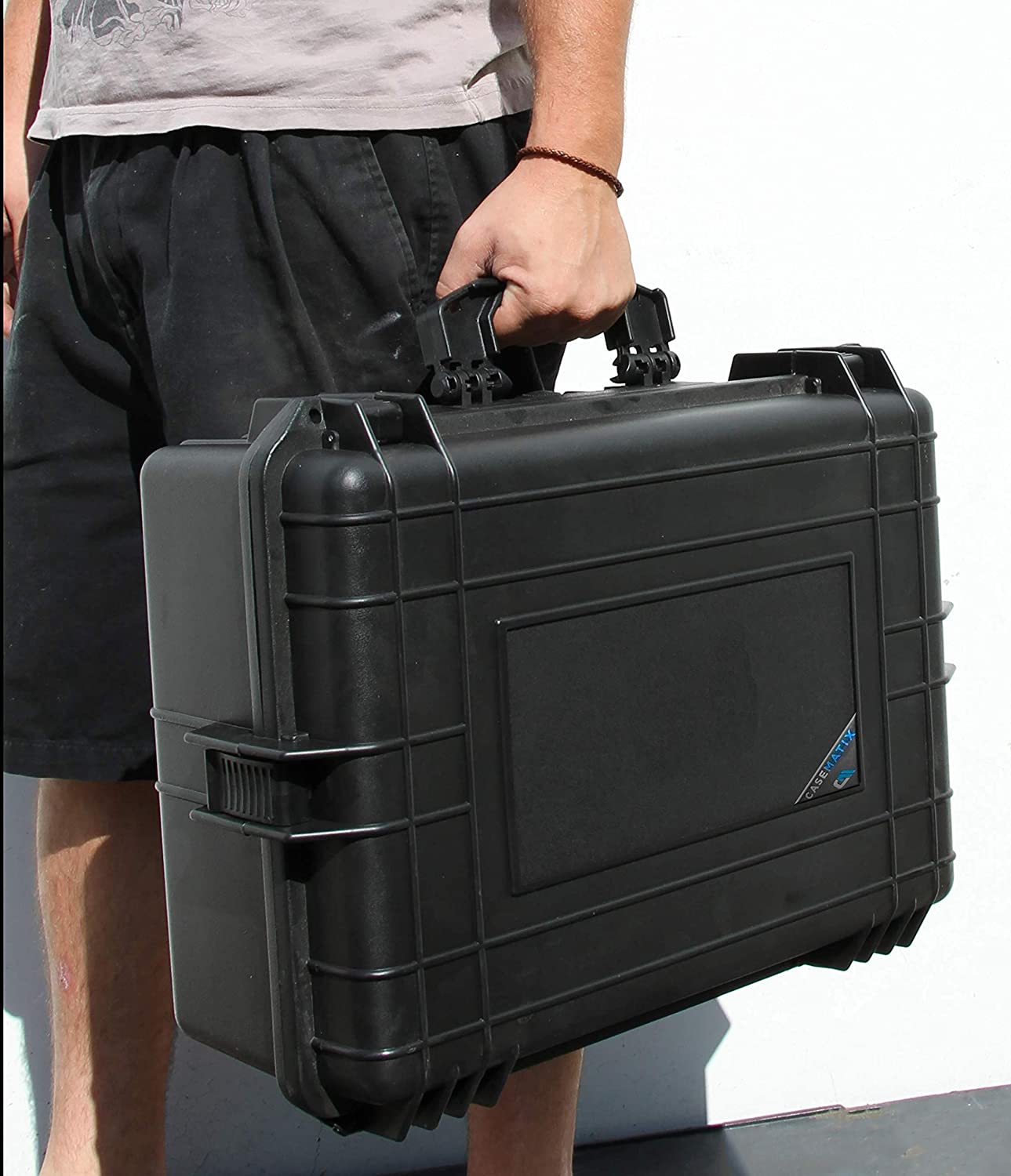 CASEMATIX 23 Customizable 7 Pistol Waterproof & Shockproof Hard Gun Case with Two Layers of Foam - Perfect for Pistols, Magazines Storage and Range Transport