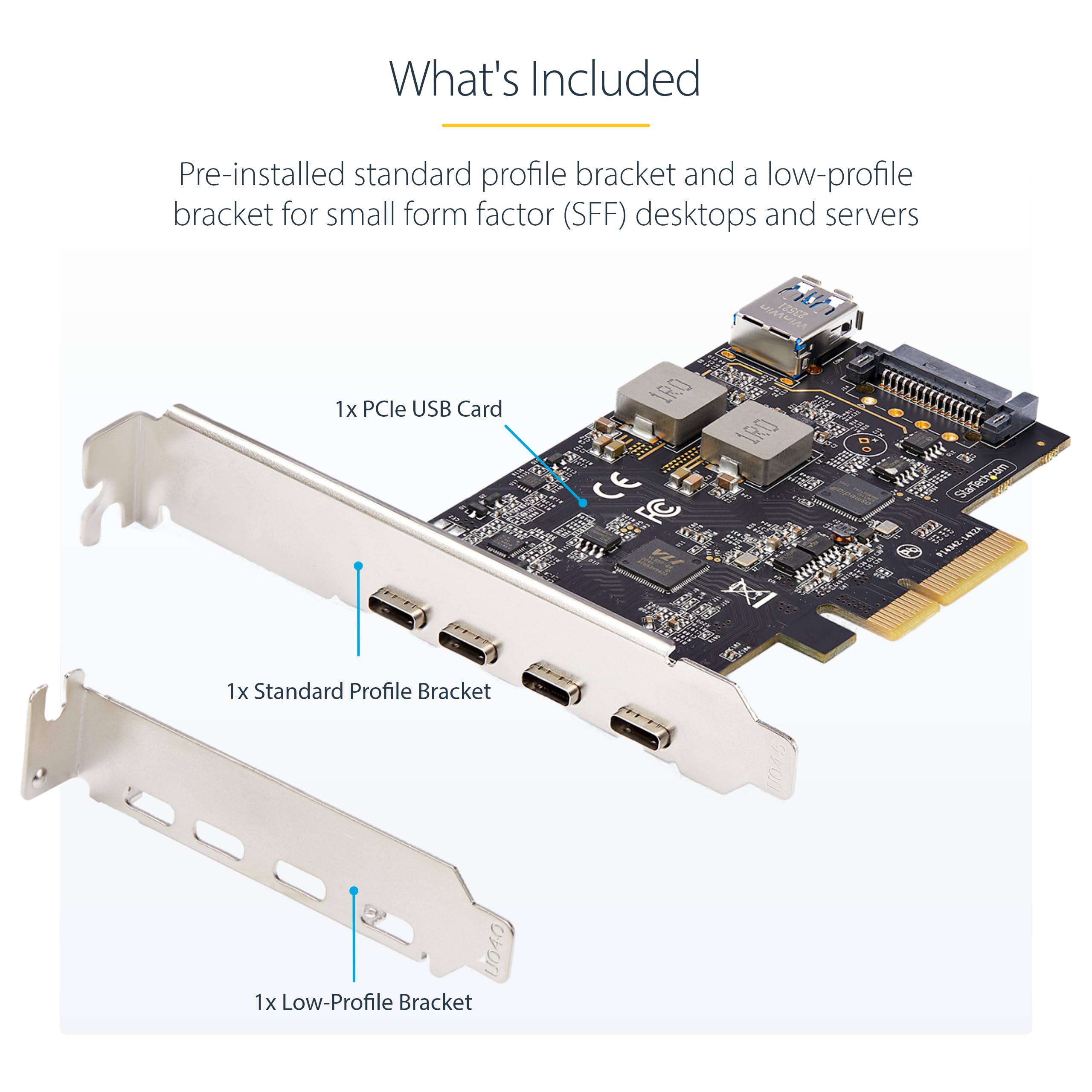 StarTech 5-Port USB 3.2 PCIe Card with 4x USB-C & USB-A for PC Expansion