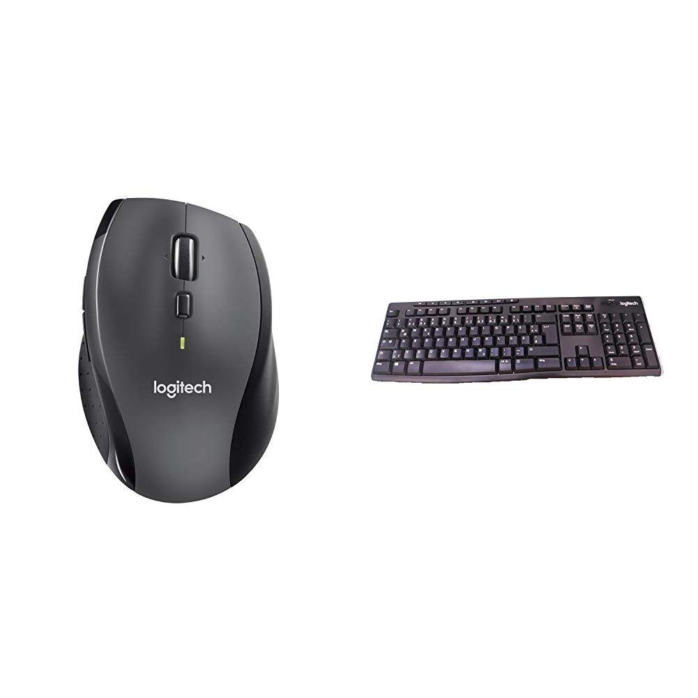 Logitech Marathon M705 Wireless Mouse & K270 Wireless Keyboard Combo - 3-Year Battery Life, German QWERTZ Layout, Black | Perfect for Office, Home & Gaming Use