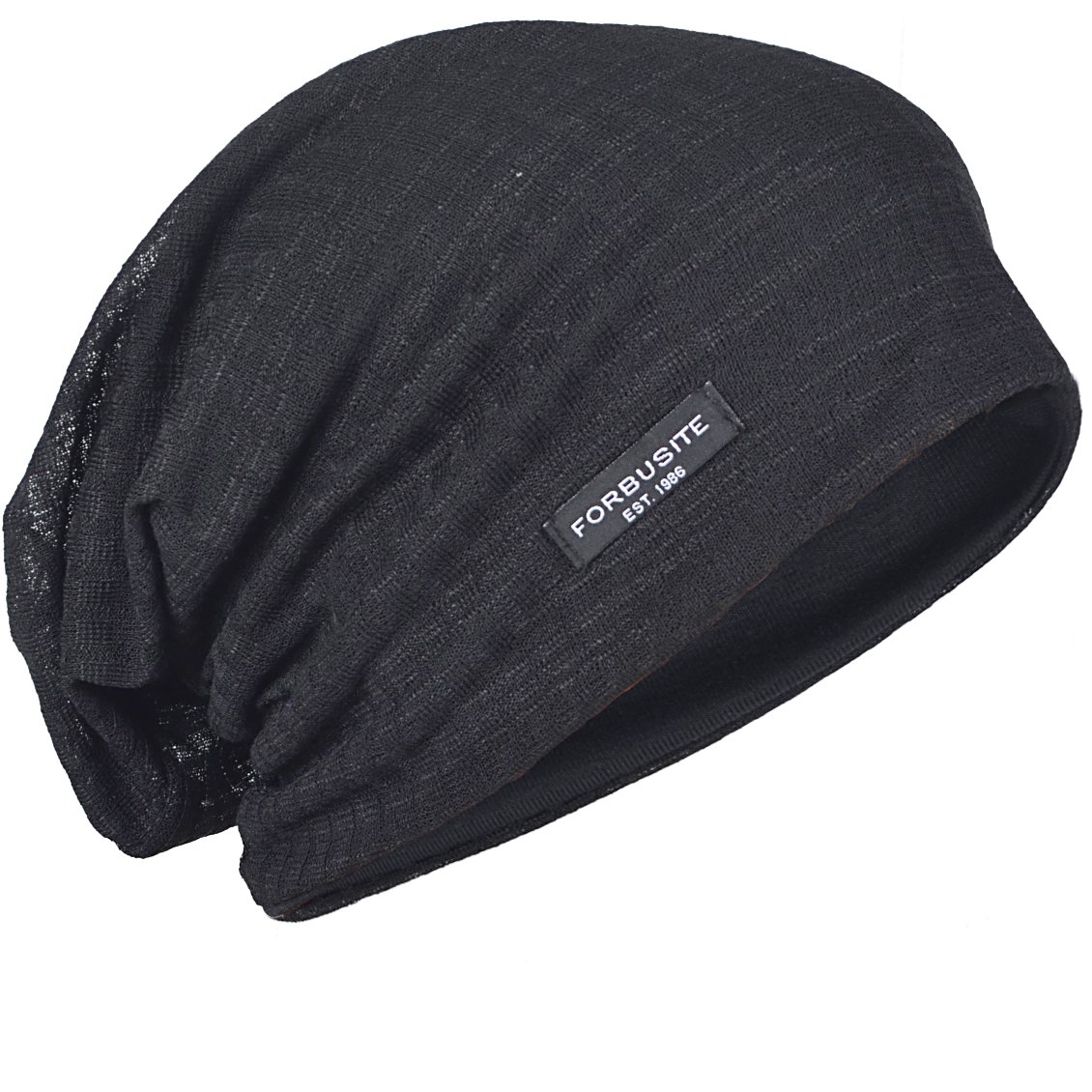 FORBUSITE Men's Distressed Thin Slouch Beanie Hat - Skull Cap for Summer - Lightweight Stretchy Beanie for Casual Wear, Outdoor Activities & Street Style