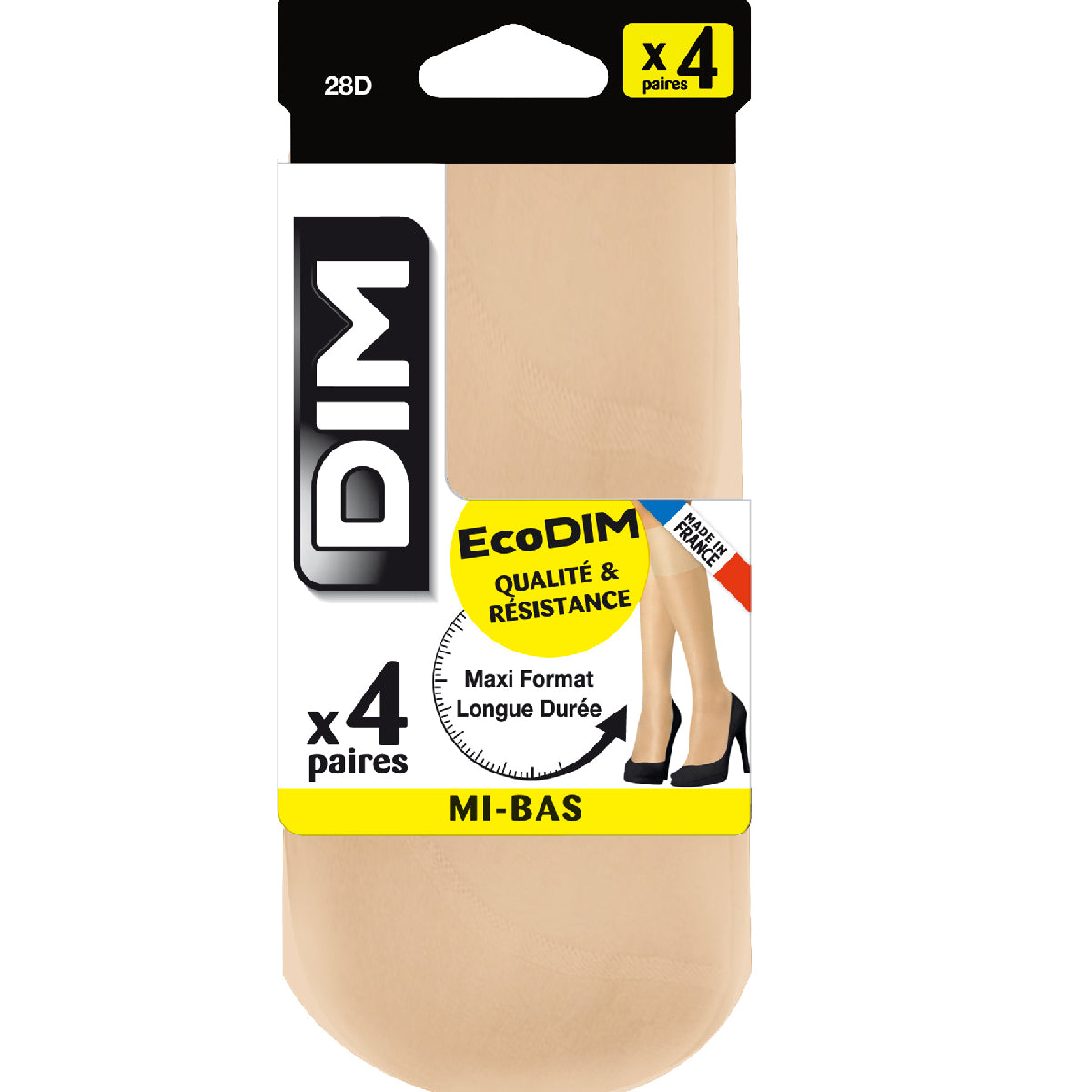 4-Pack EcoDIM Semi-Opaque Tights 28D - Soft & Comfortable Women's Thigh-High Stockings for Everyday Wear, Office, or Special Occasions