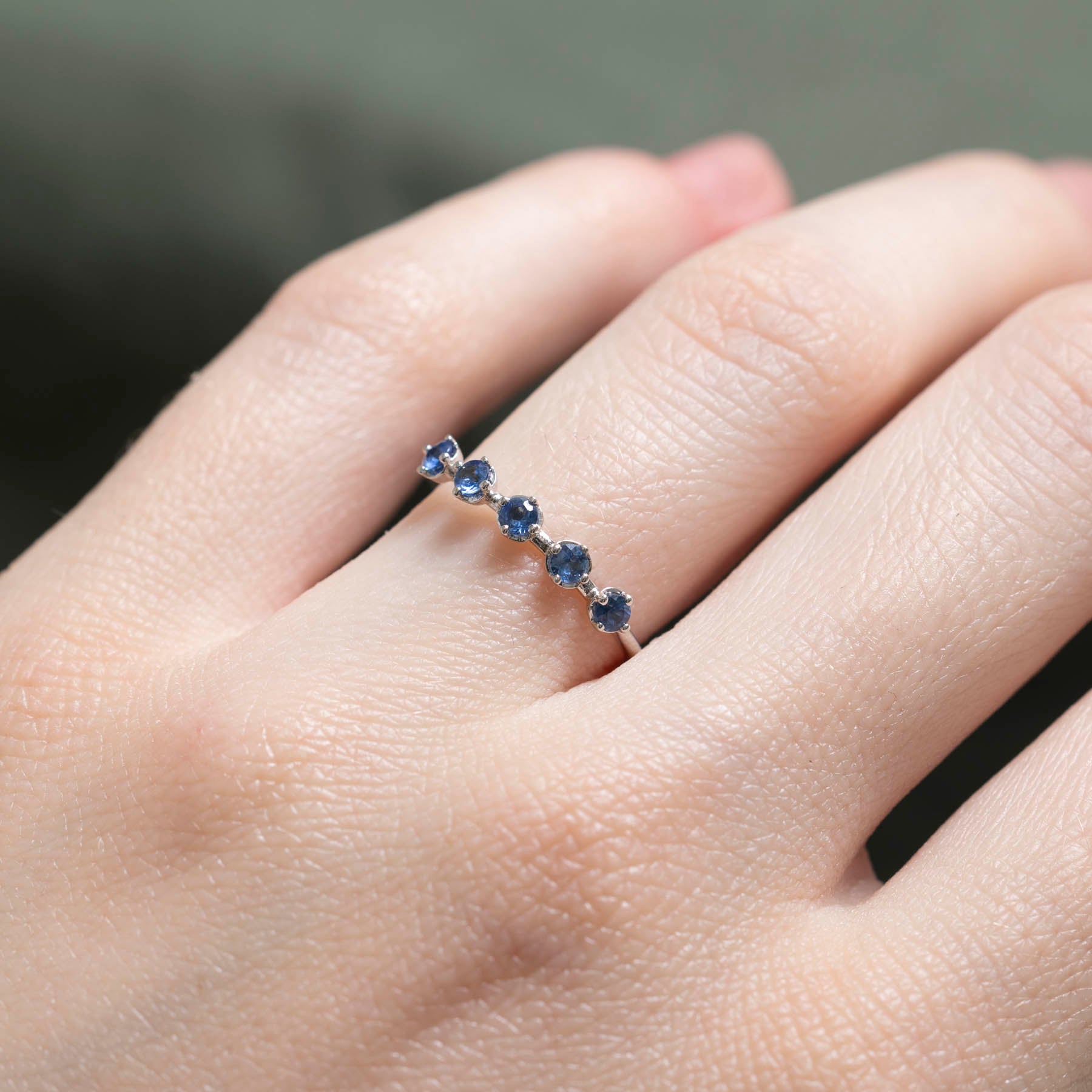 0.20ctw Five Stone Sapphire Ring for Women - Size 5.5 - Elegant Blue Gemstone Jewelry for Engagement, Wedding & Anniversary Gifts