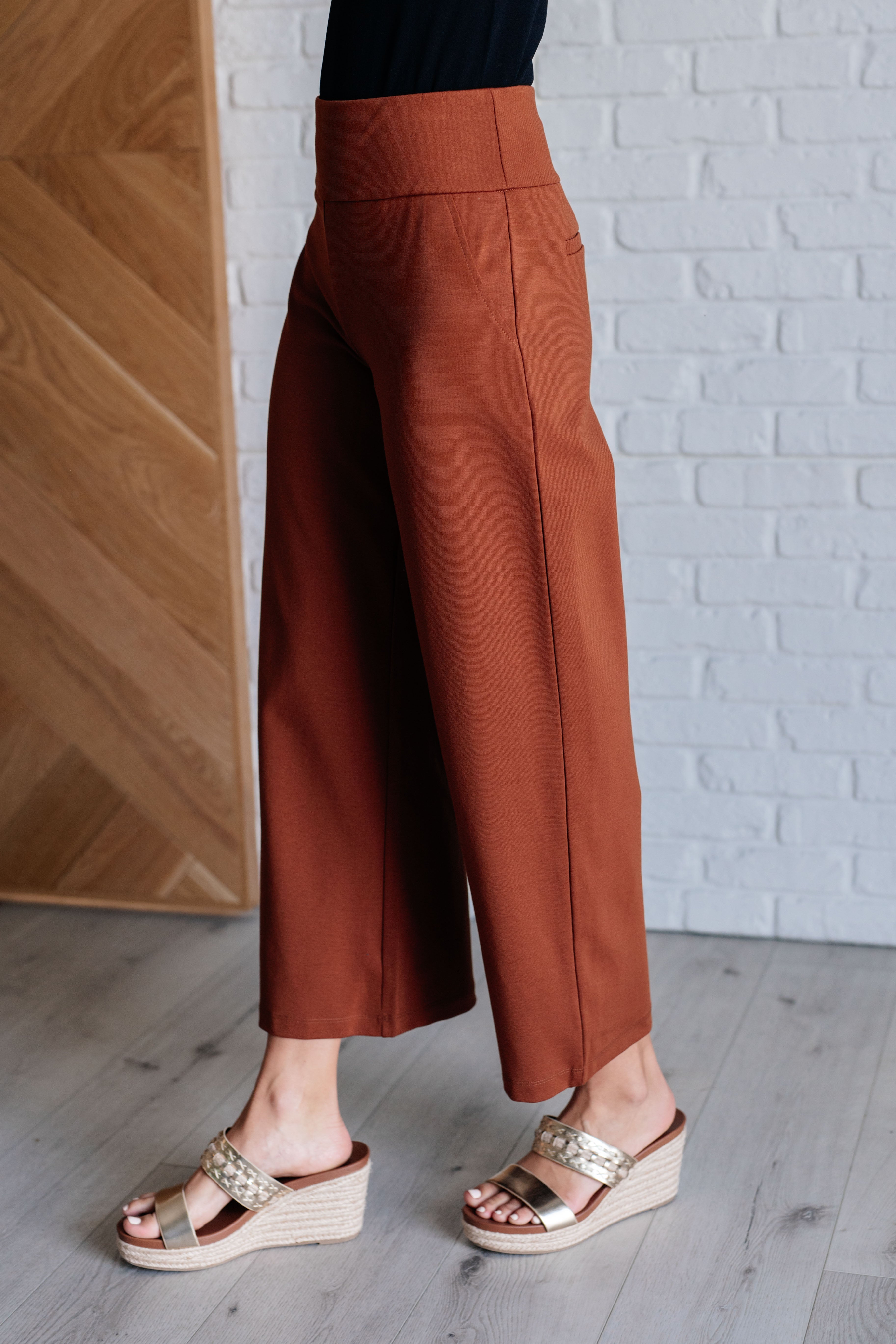 Stylish Magic Wide Leg Crop Pants in Rust Color - Perfect for Casual Outfits, Summer Fashion & Boho Chic Looks