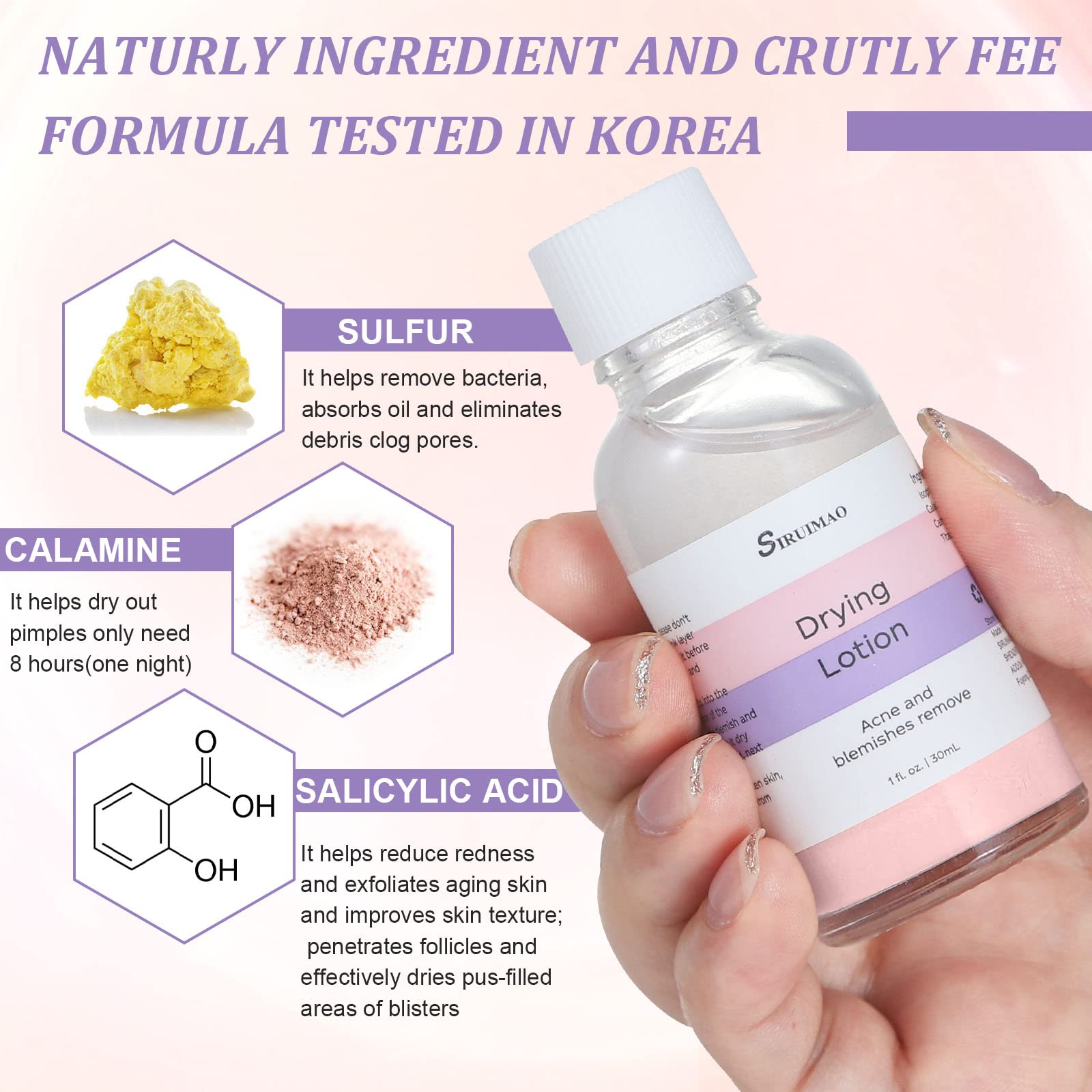 Stubborn Acne Drying Lotion (1OZ) - Overnight Acne Spot Treatment with Salicylic Acid for Face & Body | Fast-Acting Pimple Lotion to Dry Out Blemishes, Zits & Unclog Pores | Perfect for Teen & Adult Acne Care, Travel-Friendly Skincare Solution