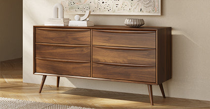 Cura 6 Drawer Dresser - Modern Wooden Chest of Drawers for Bedroom Storage & Organization | Perfect for Clothes, Linens, and Accessories