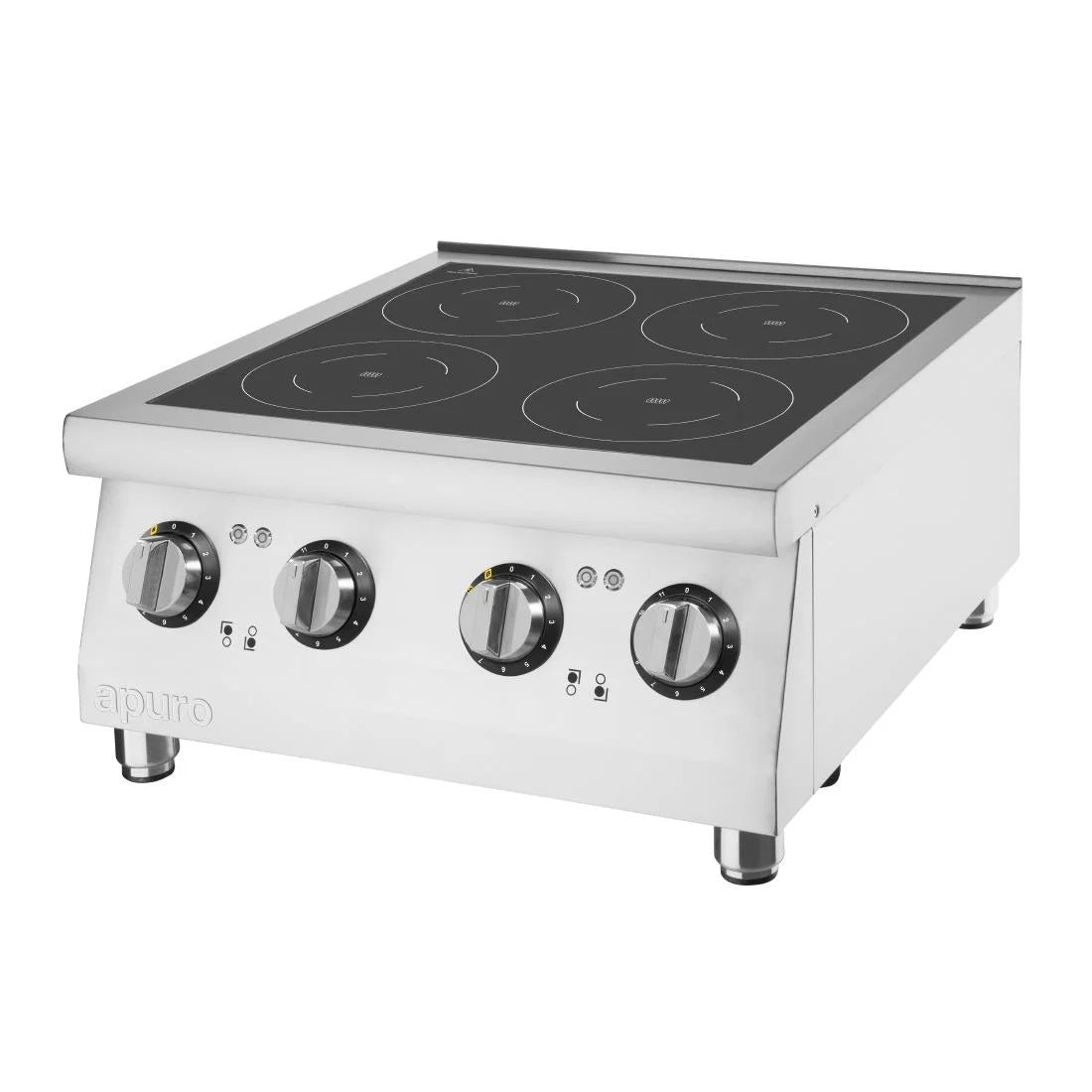 Apuro 4 Zone Induction Cooktop with 2 x 3kW Burners - Fast Heating, Energy Efficient Glass Ceramic Stove for Modern Kitchen Cooking, Perfect for Boiling, Frying & Simmering