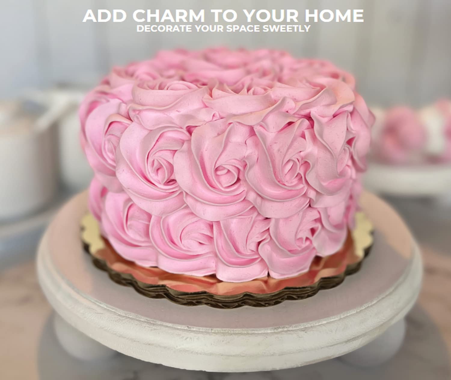 Realistic Fake Cake for Home Decoration - Artificial Pink Rosette Cake Display - Fake Cupcakes & Cake Decor for Party, Wedding, Bakery Display