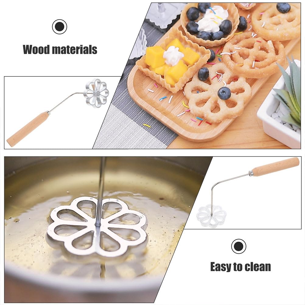 HEMOTON 1 Set Bunuelos Mold with Handle - Rosette & Lotus Flower Cookie Maker, Aluminum Waffle & Achappam Mold Set - Perfect for Making Traditional Rosette Bunuelos, Waffles and Festive Cookies at Home
