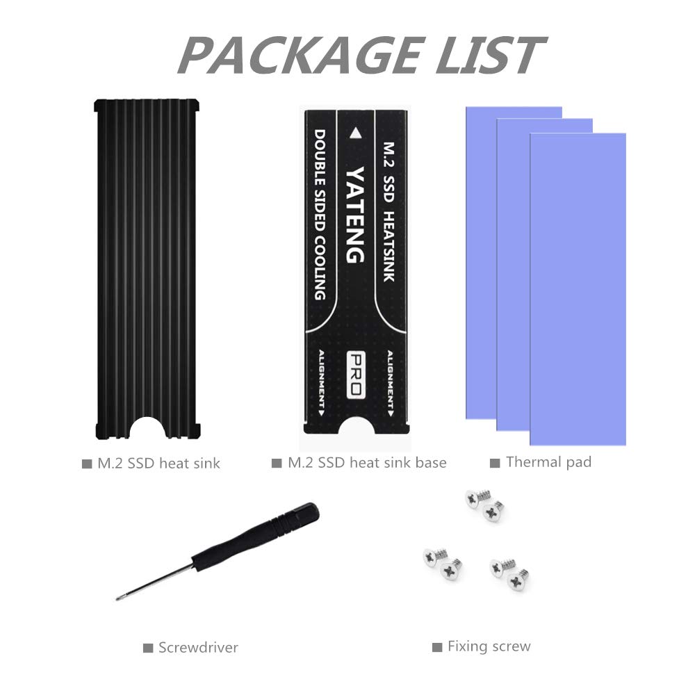 MHQJRH M.2 2280 SSD Heatsink - Double-Sided Aluminum Cooling with Thermal Silicone Pad for PC, PS5, Laptop - Compatible with M.2 PCIe NVMe & SATA SSDs - Perfect for Gaming, Video Editing & High-Performance Computing