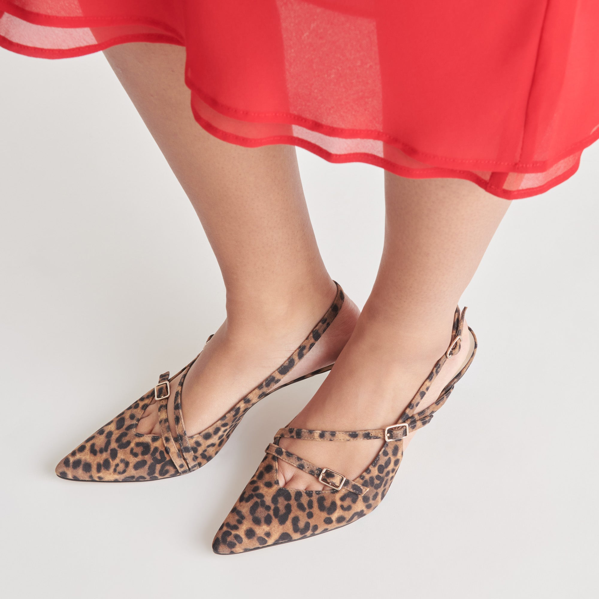 PAMLA Women's Mid Heel Leopard Print Suede Pumps - Stylish & Comfortable for Work, Parties & Special Occasions