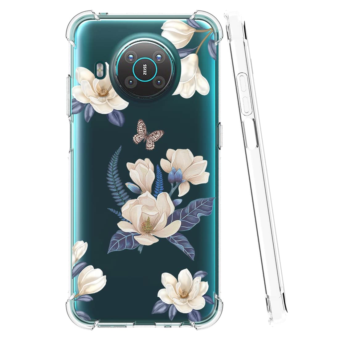 Cute Clear Slim Shockproof TPU Rubber Phone Case for Nokia X10/X20 (TA-1332/TA-1341) - Floral Pattern Protective Cover for Girls | Perfect for Everyday Use, School & Travel