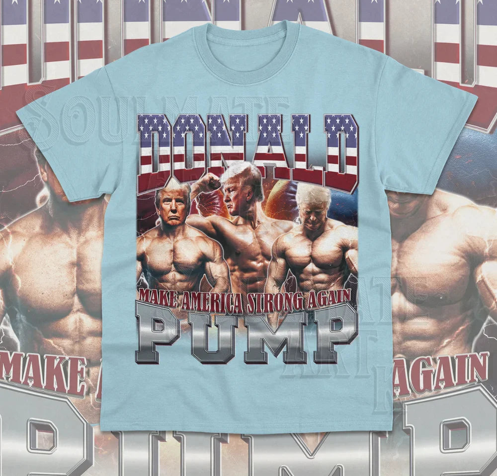 Donald Pump Gym T-Shirt - Funny Trump Election 2024 American Workout Tee - Perfect for Gym, Workouts & Political Humor
