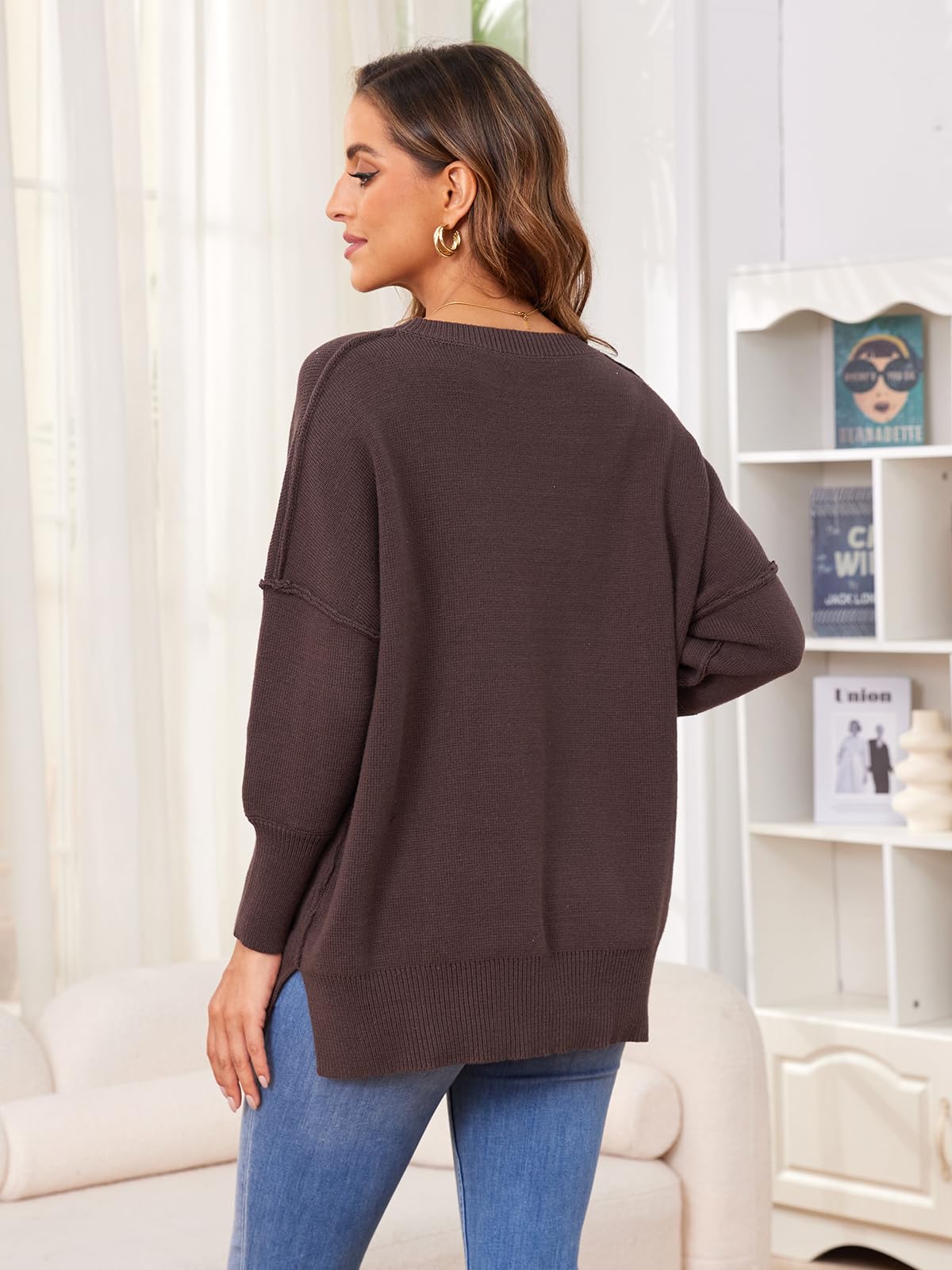 Liu & Qu Women's Maternity Oversized Sweater T-Shirt - Fall Crewneck Batwing Long Sleeve Pullover Pregnancy Top for Comfort & Style | Perfect for Casual Wear, Pregnancy Photos & Cozy Autumn Days