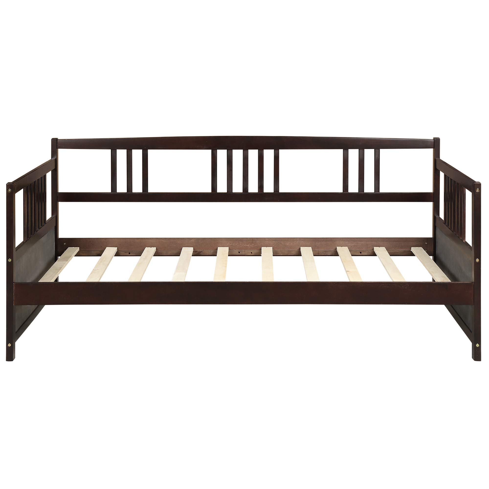 SOFTSEA Twin Size Daybed Frame with Wooden Slats Support - No Box Spring Needed - Modern Espresso Daybed for Guest Room, Dorm or Small Space