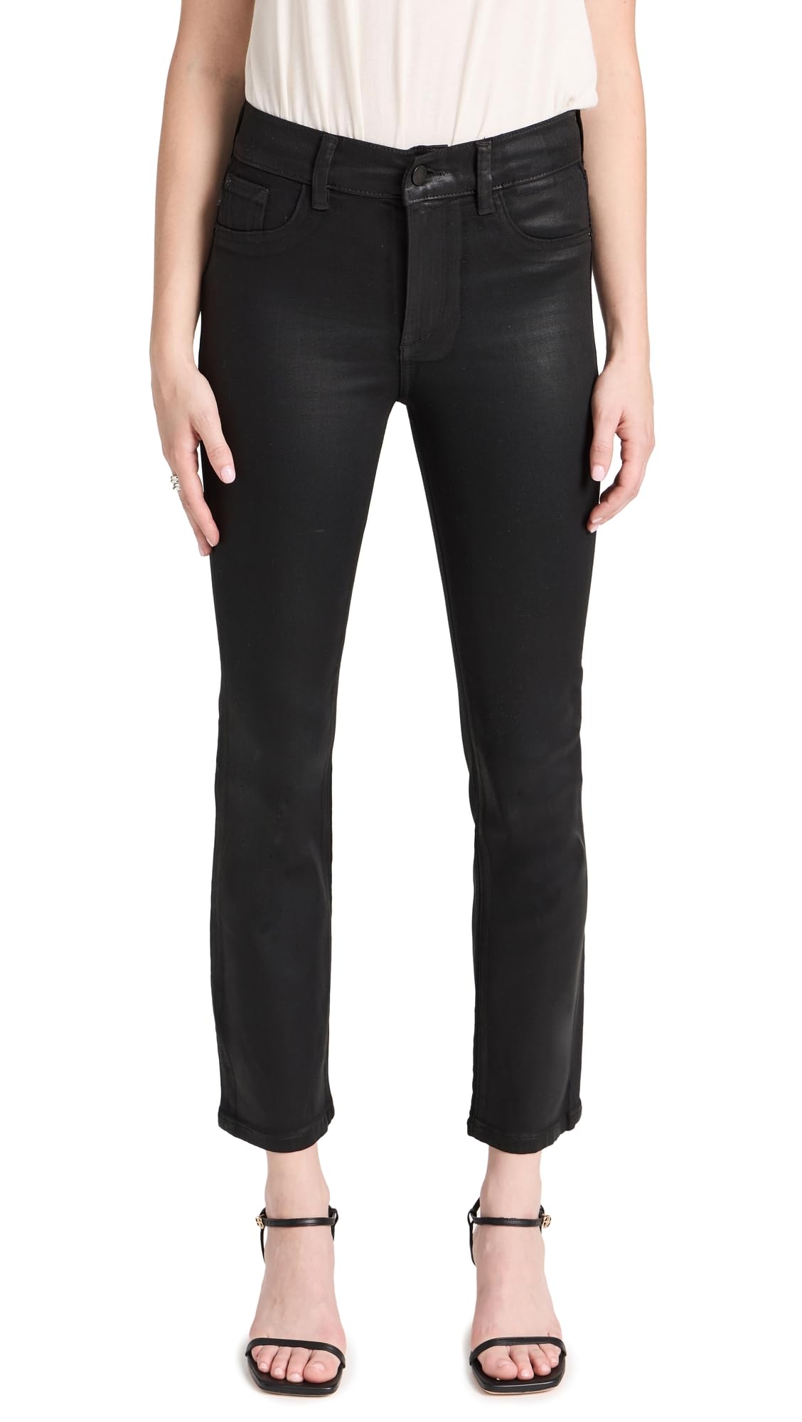 DL1961 Women's Mara Straight Mid Rise Instasculpt Ankle Jeans - Slimming Stretch Denim Pants for Work, Casual & Date Night Outfits