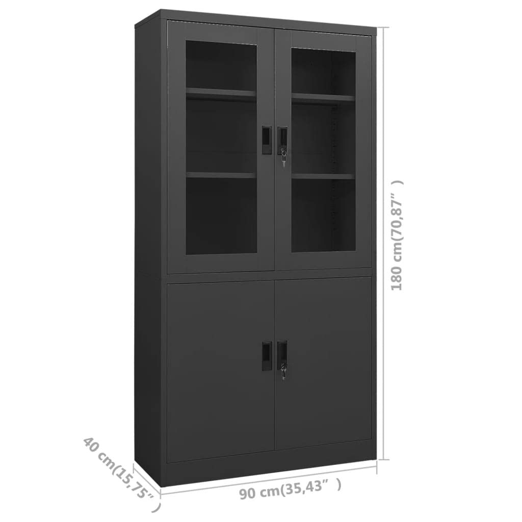 vidaXL Steel Office Storage Cabinet with Adjustable Shelves - Home & Office Display Cabinet in Anthracite - Perfect for Organizing Files, Books & Supplies in Workspaces