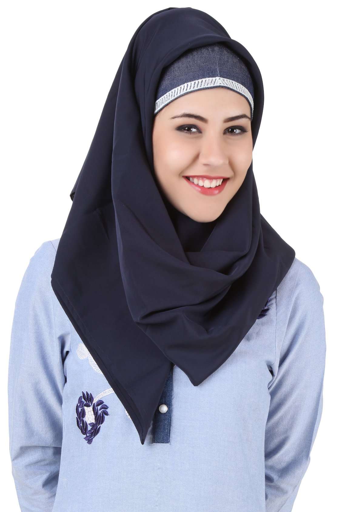 Mahek Navy Blue Kashibo Hijab - Modest Muslim Scarf for Women - Perfect for Prayer, Work & Everyday Wear