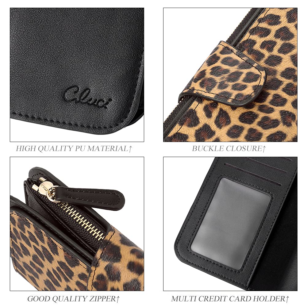 CLUCI Women's Leather RFID Wallet - Trifold Card Holder with ID Window for Daily Use