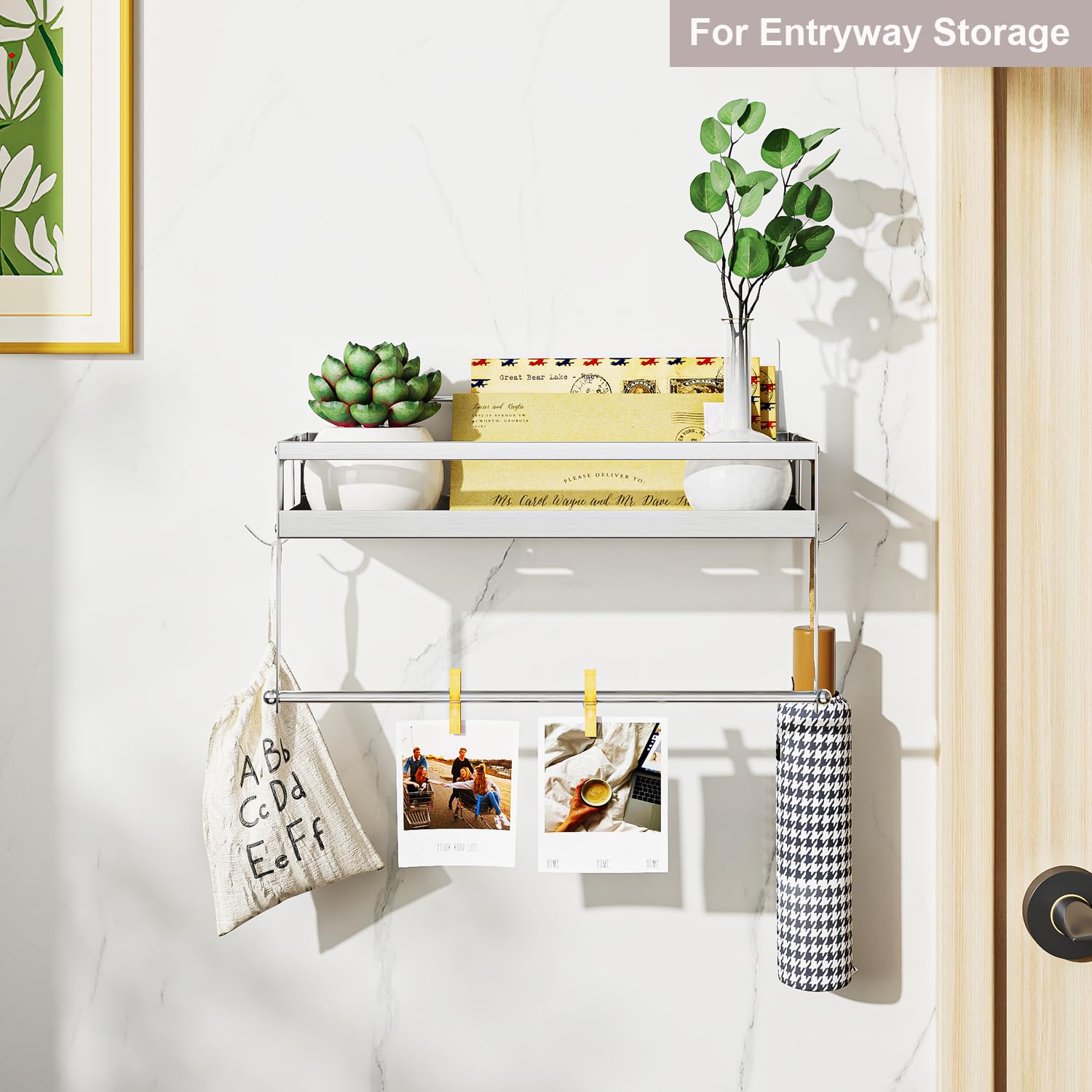 2-in-1 Wall Mounted Paper Towel Holder with Shelf Storage - SUS304 Brushed Nickel Finish - Self-Adhesive or Drilling Installation - Perfect for Kitchen, Bathroom & Balcony Organization - Space Saving Home & Office Storage Solution
