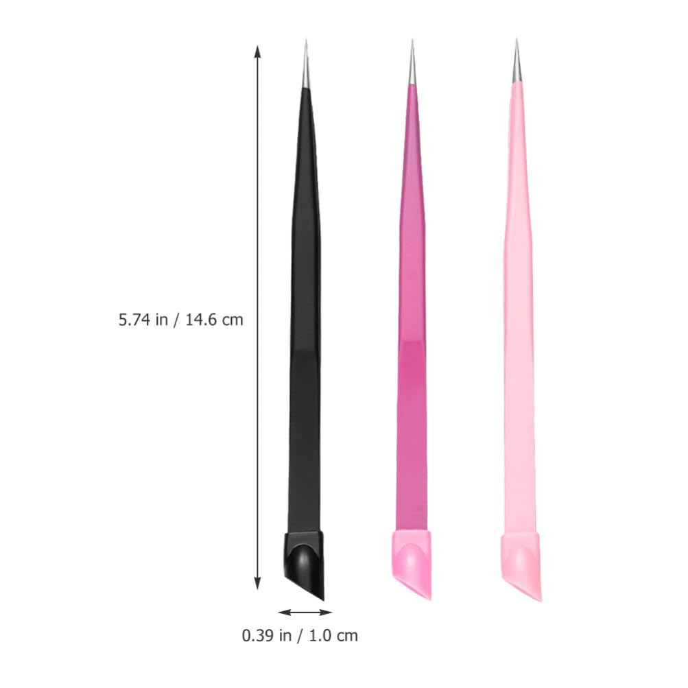3-Piece Beads & Nail Art Tweezers Set - Pointed Tip Sticker & Brow Tweezers for Scrapbooking, DIY Nail Design, Jewelry Making & Eyebrow Grooming - Precision Tools for Crafting & Beauty Care