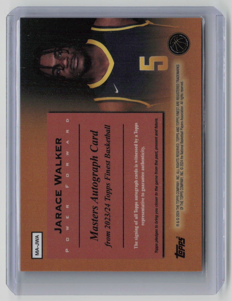2024 Topps Finest Masters Jarace Walker Rookie Card 03/25 Black Autograph #MA JWA - Perfect for NBA Collectors, Sports Memorabilia Enthusiasts & Investment Pieces