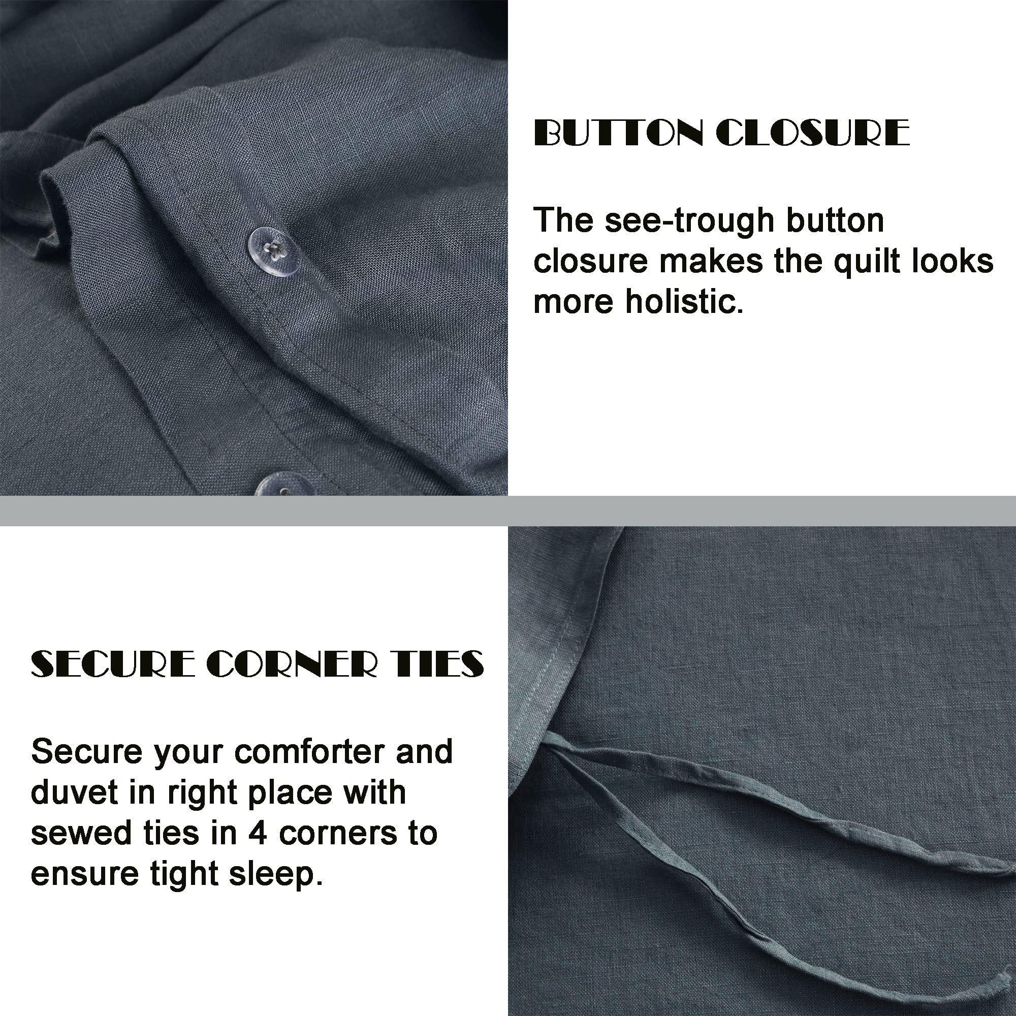 100% Organic Linen Duvet Cover Set - Stone Washed French Linen Bedding | Ultra Soft, Breathable & Comfortable Twin Size (2pc, Silver Grey) for Cozy Bedroom & Guest Room Decor