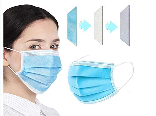 KRIWIN 3-Ply Disposable Face Masks - Blue Surgical Masks with Nose Wire & Soft Ear Loops (7