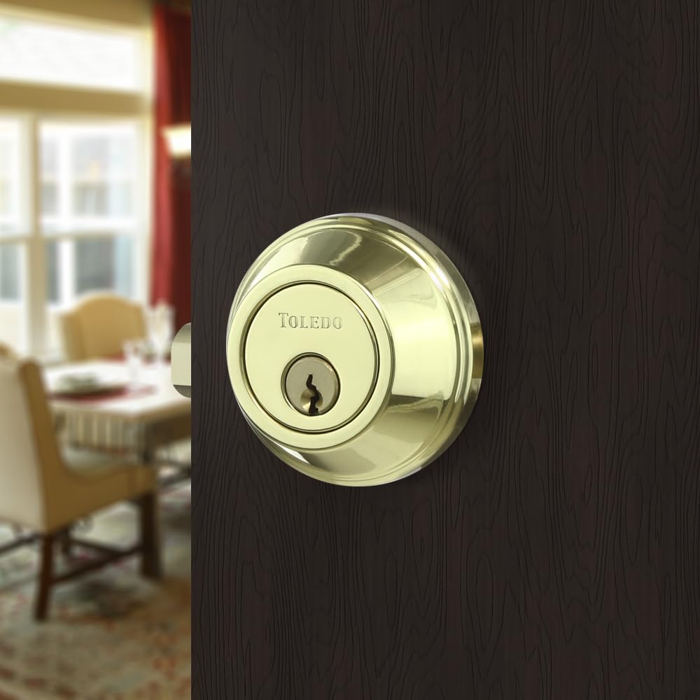 Toledo & Co Inc V1801US3 PB Brass Keyless Deadbolt Combination Lock - Secure Home, Office, Gym & Locker Safety
