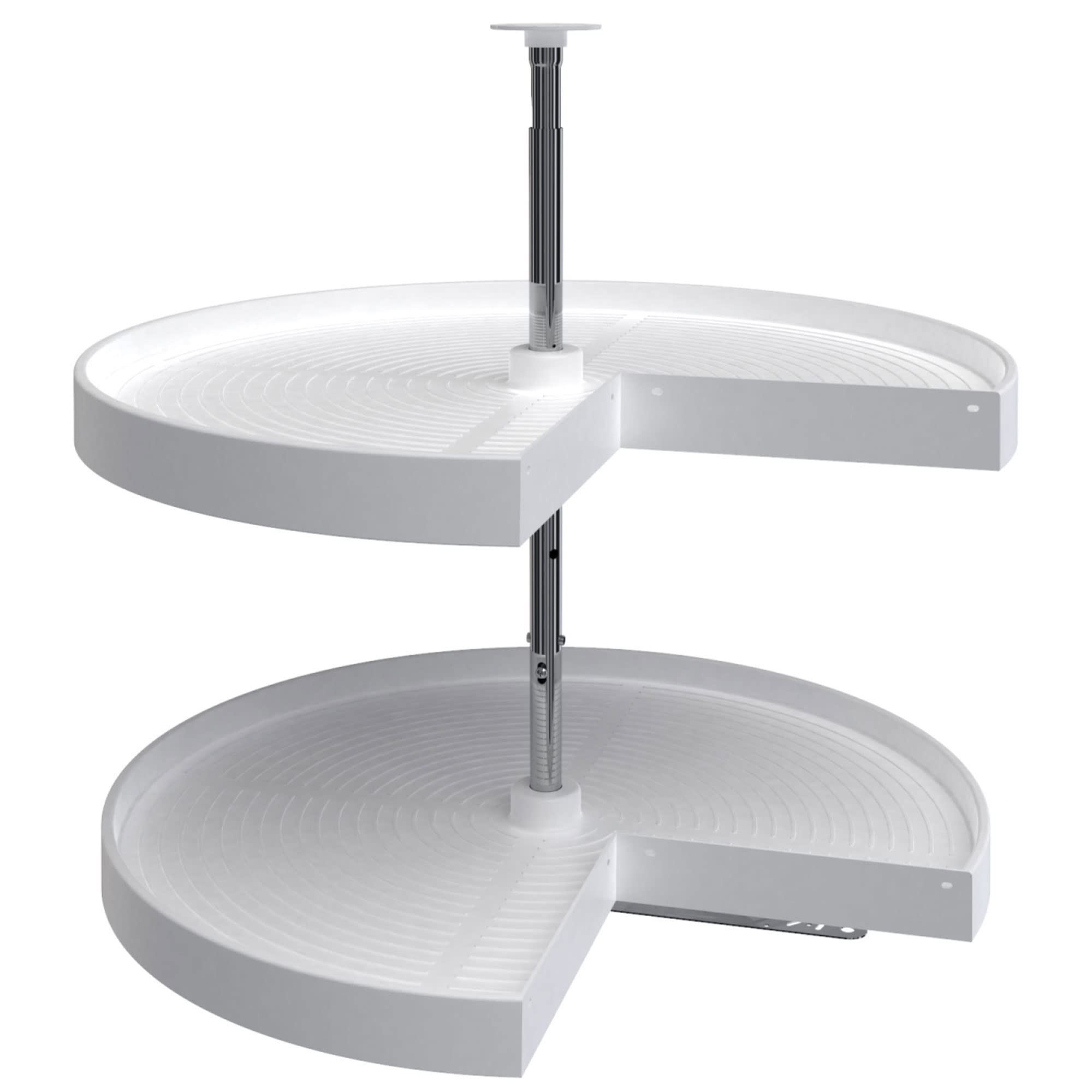 Rev-A-Shelf 28-Inch White Dual Tier Lazy Susan Organizer - Pie-Cut Corner Cabinet Storage Shelf for Kitchen, Plastic Rotating Shelves (Model 2942-28-11-1) - Perfect for Spice Storage, Pantry Organization & Small Kitchen Appliances