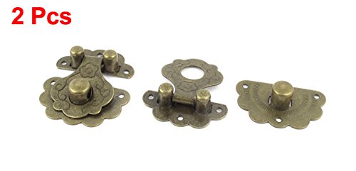 Vintage Metal Jewelry Box Lock Staple Latch Hasp Set - 2 Pack for Antique Trunks, Cabinets & DIY Craft Projects