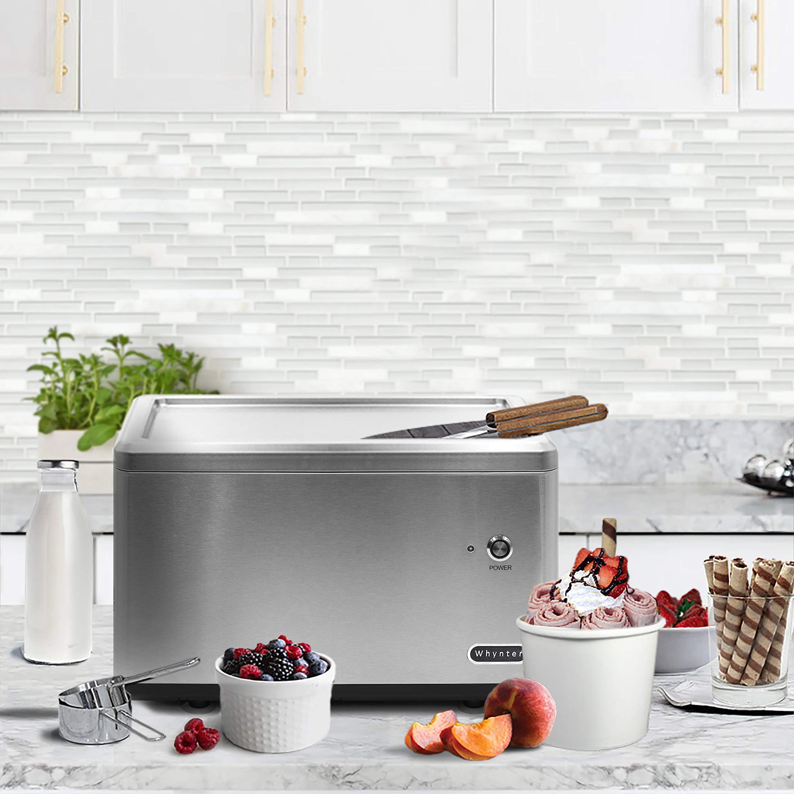 Whynter ICR-300SS 0.5-Quart Stainless Steel Commercial Ice Cream Maker with Built-in Compressor - Perfect for Restaurants, Cafes, and Home Dessert Making