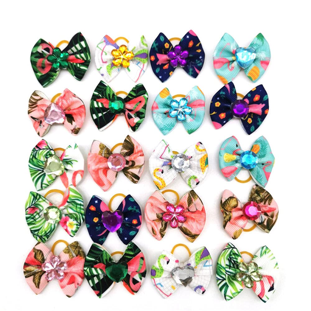 20PCS Handmade Dog Hair Bows & Clips - Pet Grooming Accessories for Small Dogs - Perfect for Parties & Daily Styling