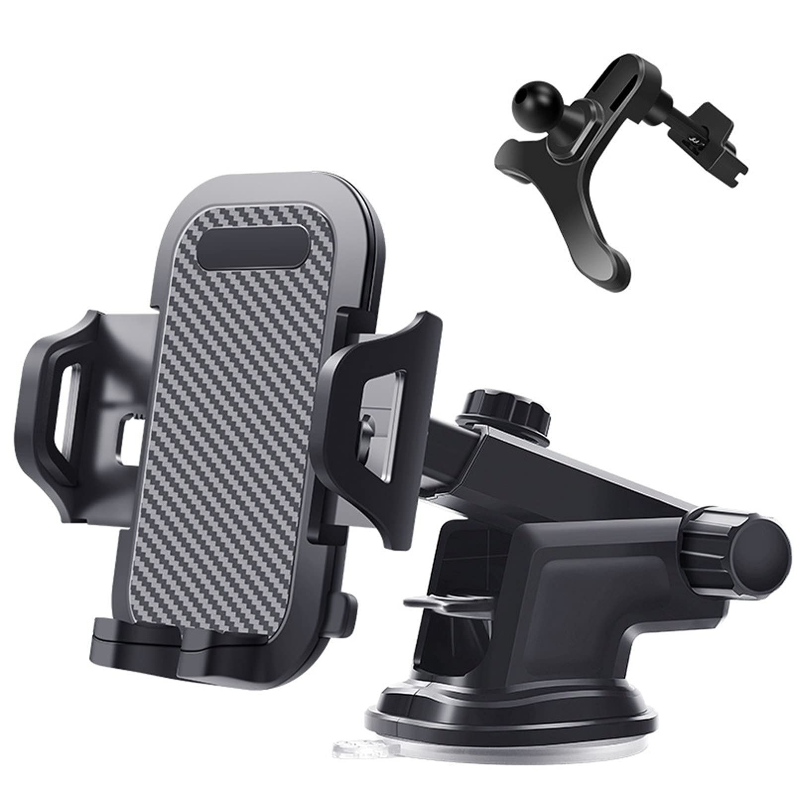 Universal Car Phone Holder Mount - Adjustable Air Vent & Dashboard Phone Stand with Anti-Slip Base, Flexible Gooseneck for iPhone Samsung Galaxy (Black) - Perfect for GPS Navigation & Hands-Free Driving